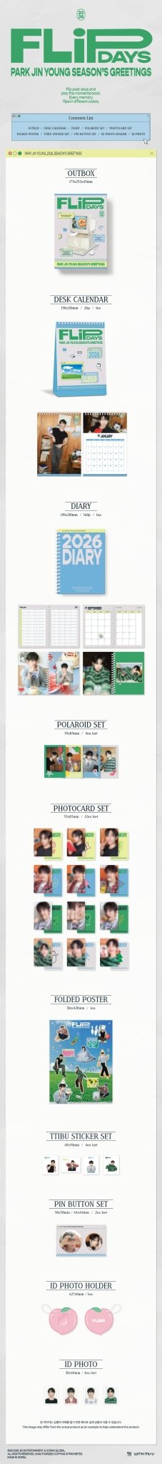 (Pre Order) Season's Greetings 2026: Park Jinyoung - Flip Days - KPop Idol
