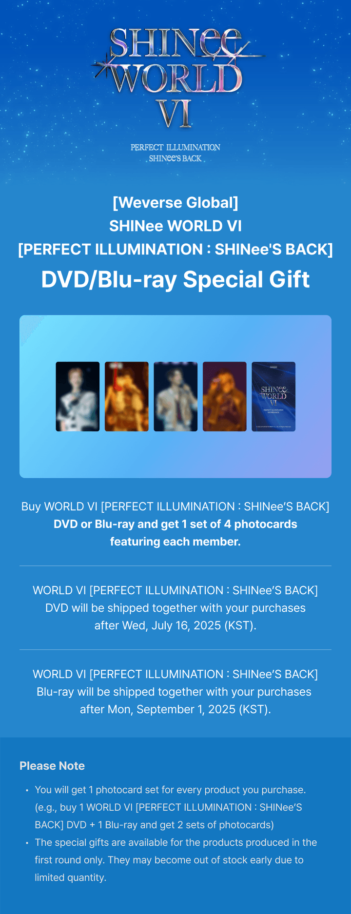 (Pre Order) Shinee - World VI Perfect Illumination Shinee's Back DVD (member choice) - KPop Idol
