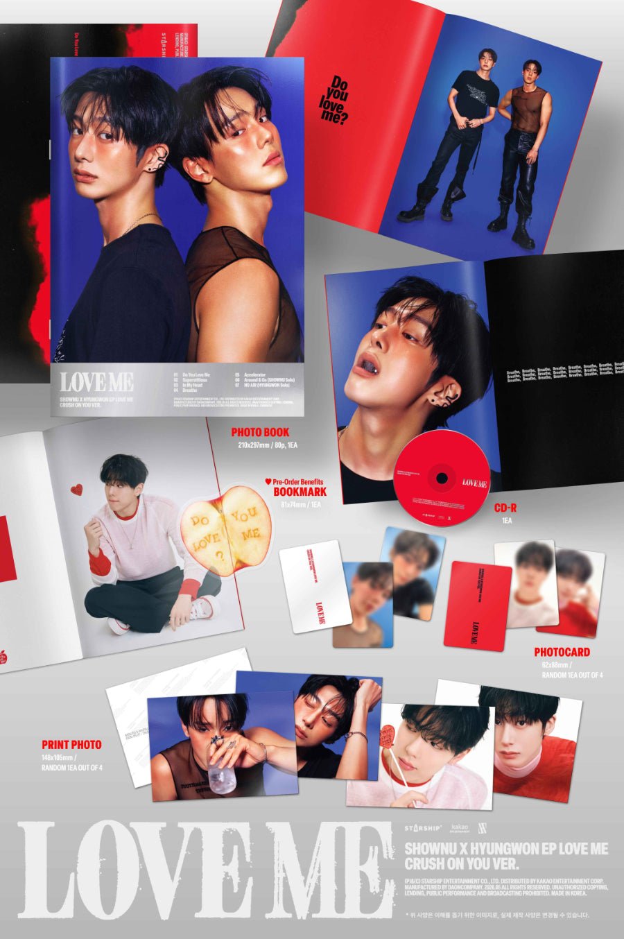 (Pre Order) Shownu x Hyungwon - Love Me: Crush on You ver. - KPop Idol