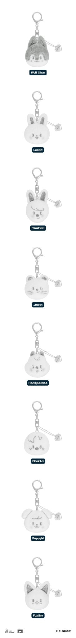 (Pre Order) Stray Kids CelebrATE DominATE Pop Up Store Official MD: SKZOO FACE KEYRING SILVER Ver. - KPop Idol