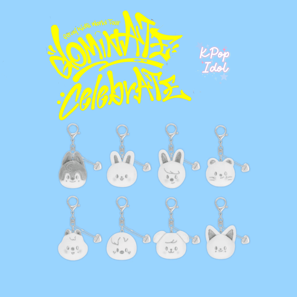 (Pre Order) Stray Kids CelebrATE DominATE Pop Up Store Official MD: SKZOO FACE KEYRING SILVER Ver. - KPop Idol