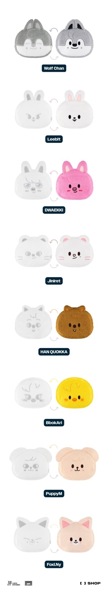 (Pre Order) Stray Kids CelebrATE DominATE Pop Up Store Official MD: SKZOO REVERSIBLE FACE POUCH - KPop Idol