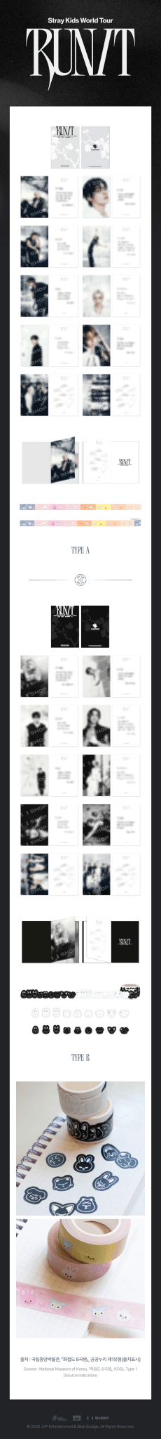 (Pre Order) Stray Kids - Run It World Tour Official MD: POSTCARD BOOK & ROLL STICKER SET - KPop Idol