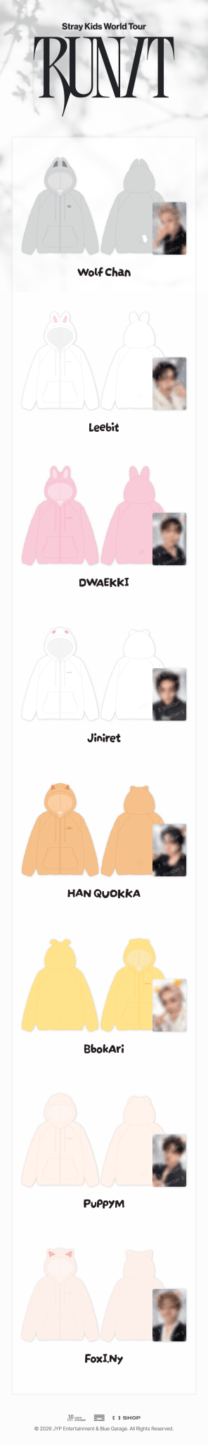 (Pre Order) Stray Kids - Run It World Tour Official MD: SKZOO FLEECE HOOD ZIP-UP - KPop Idol