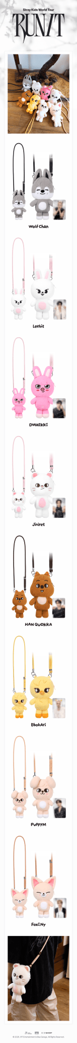 (Pre Order) Stray Kids - Run It World Tour Official MD: SKZOO PLUSH CROSS BAG - KPop Idol