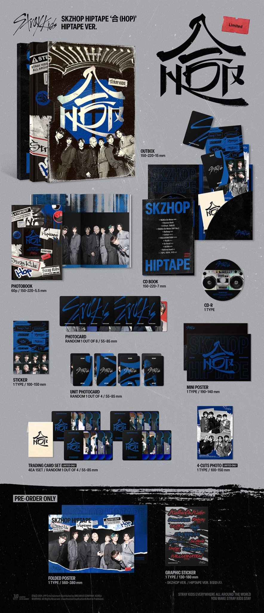 (Pre Order) Stray Kids – SKZHOP HIPTAPE ‘合 (HOP)’ (HIPTAPE VER - Limited.) - KPop Idol