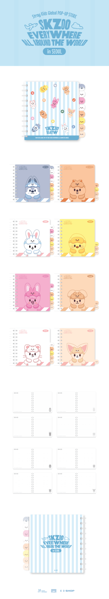 (Pre Order) Stray Kids - SKZOO Everywhere All Around the World Official MD: SKZOO INDEX NOTE SEOUL Ver. - KPop Idol