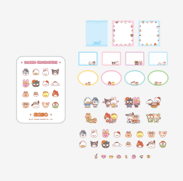 (Pre Order) Stray Kids - SKZOO X SANRIO CHARACTERS Official MD: TIN CASE STICKY NOTE SET - KPop Idol