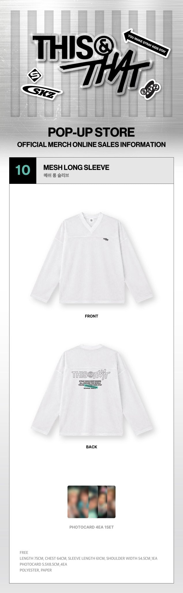 (Pre Order) Stray Kids - This & That Pop Up Official MD Week One: MESH LONG SLEEVE - KPop Idol