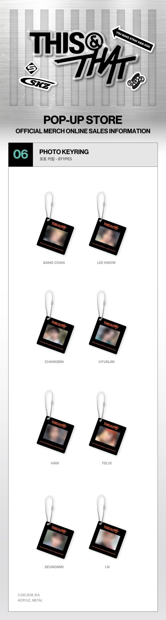 (Pre Order) Stray Kids - This & That Pop Up Official MD Week One: PHOTO KEYRING - KPop Idol