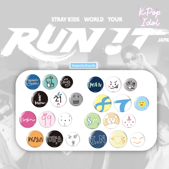(Pre Order) Stray Kids - World Tour <Run It Japan> Official MD: BADGE SET (3PIECES)