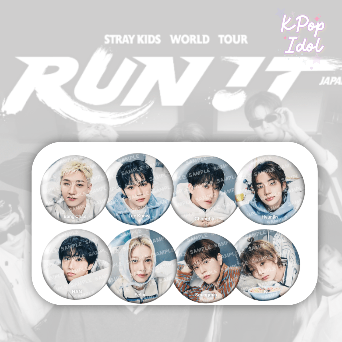 (Pre Order) Stray Kids - World Tour <Run It Japan> Official MD: PHOTO BADGE - KPop Idol