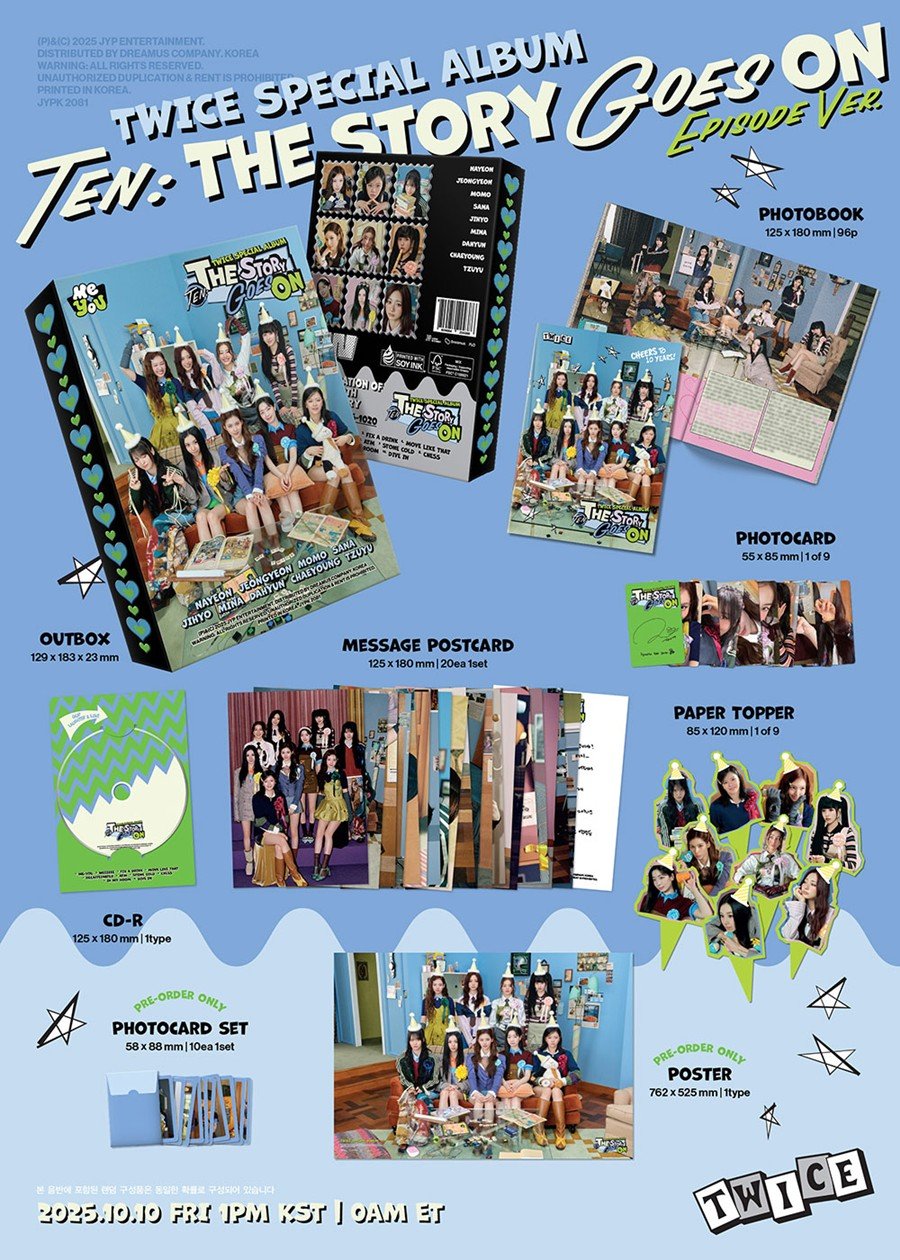 (Pre Order) Twice - TEN: The Story Goes On Episode Version (random cover) with Music Korea POB - KPop Idol