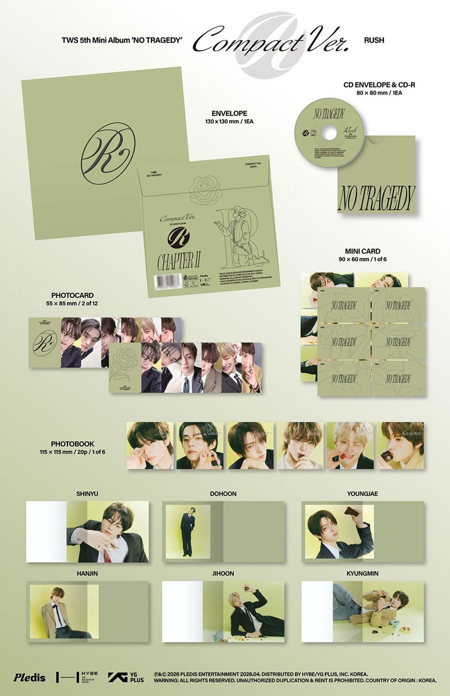 (Pre Order) TWS - No Tragedy: Compact Ver - Rush - KPop Idol