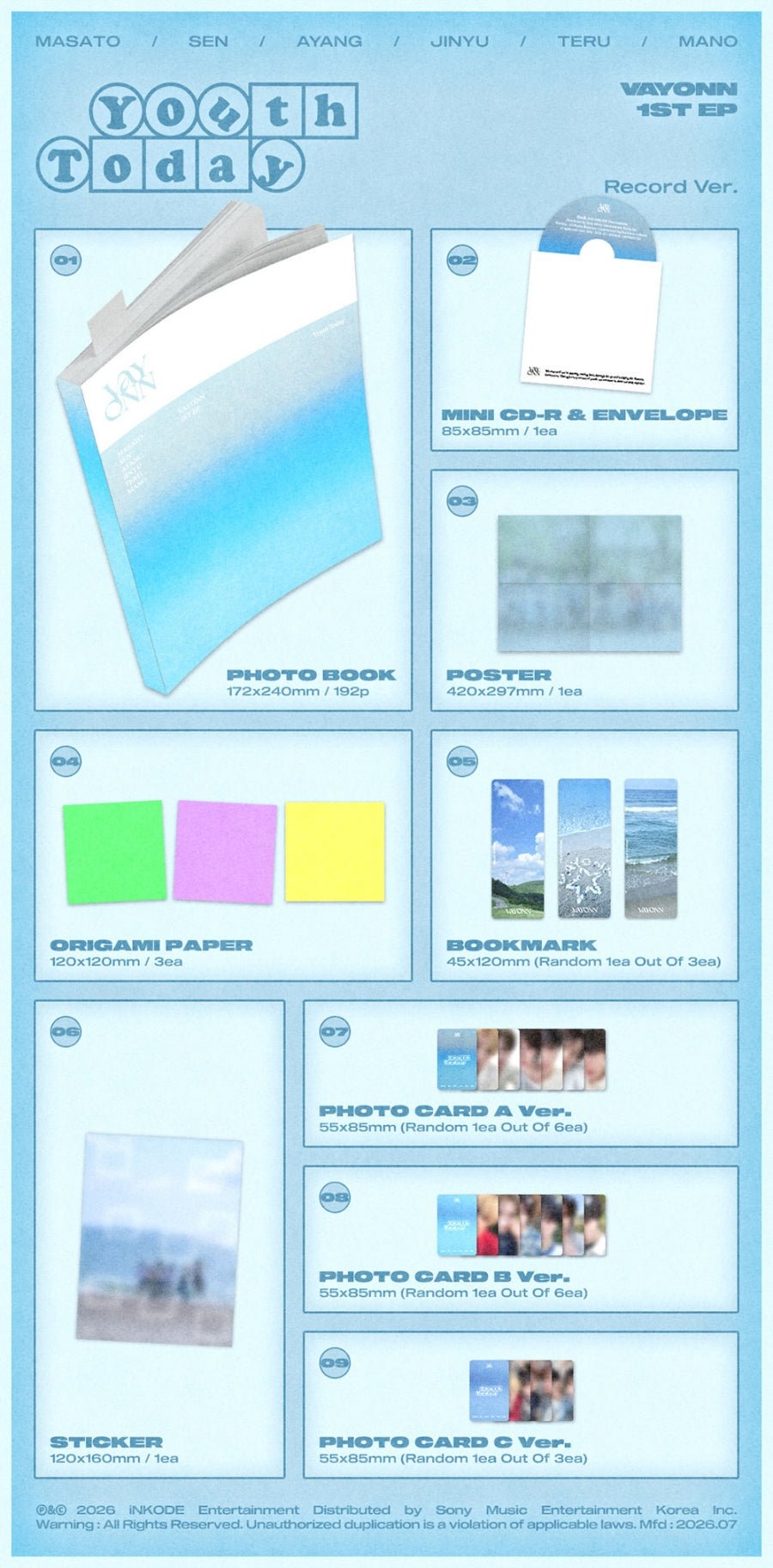 (Pre Order) Vayonn - Youth Today: Record Ver. - KPop Idol