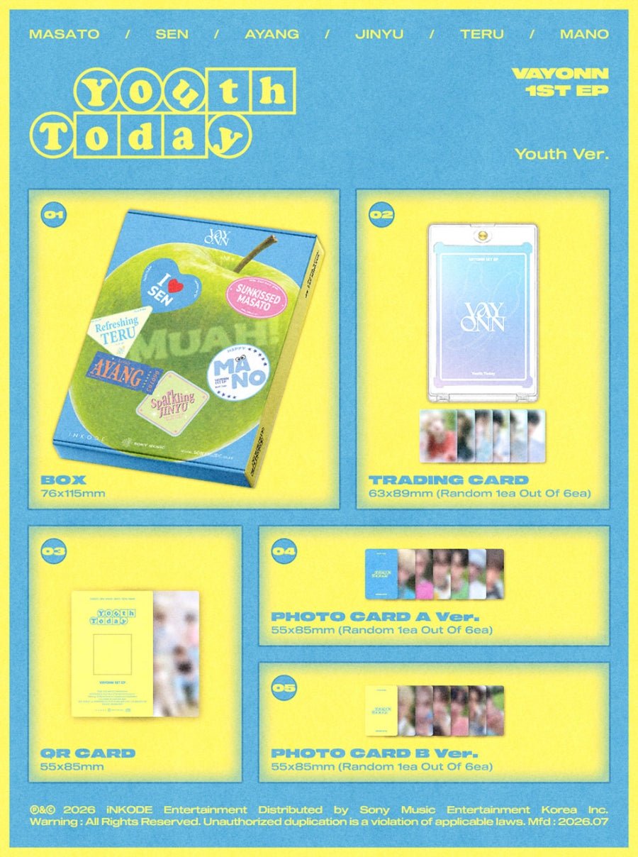 (Pre Order) Vayonn - Youth Today: Youth Ver. - KPop Idol