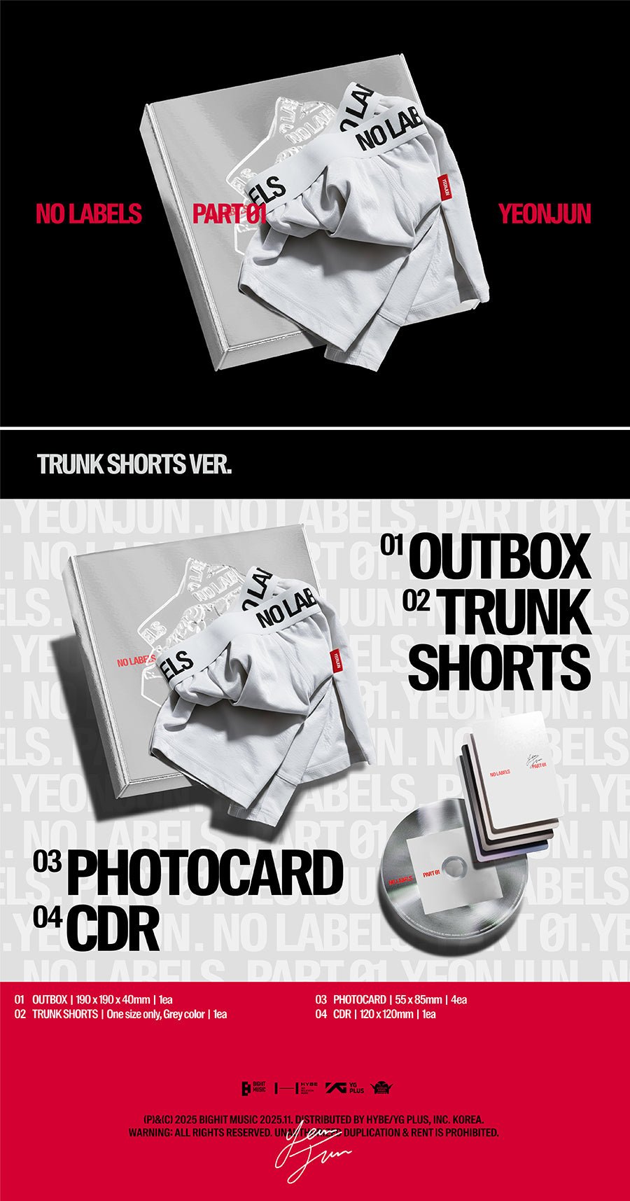 (Pre Order) Yeonjun - No Labels Part 01 Trunk Shorts ver. - KPop Idol