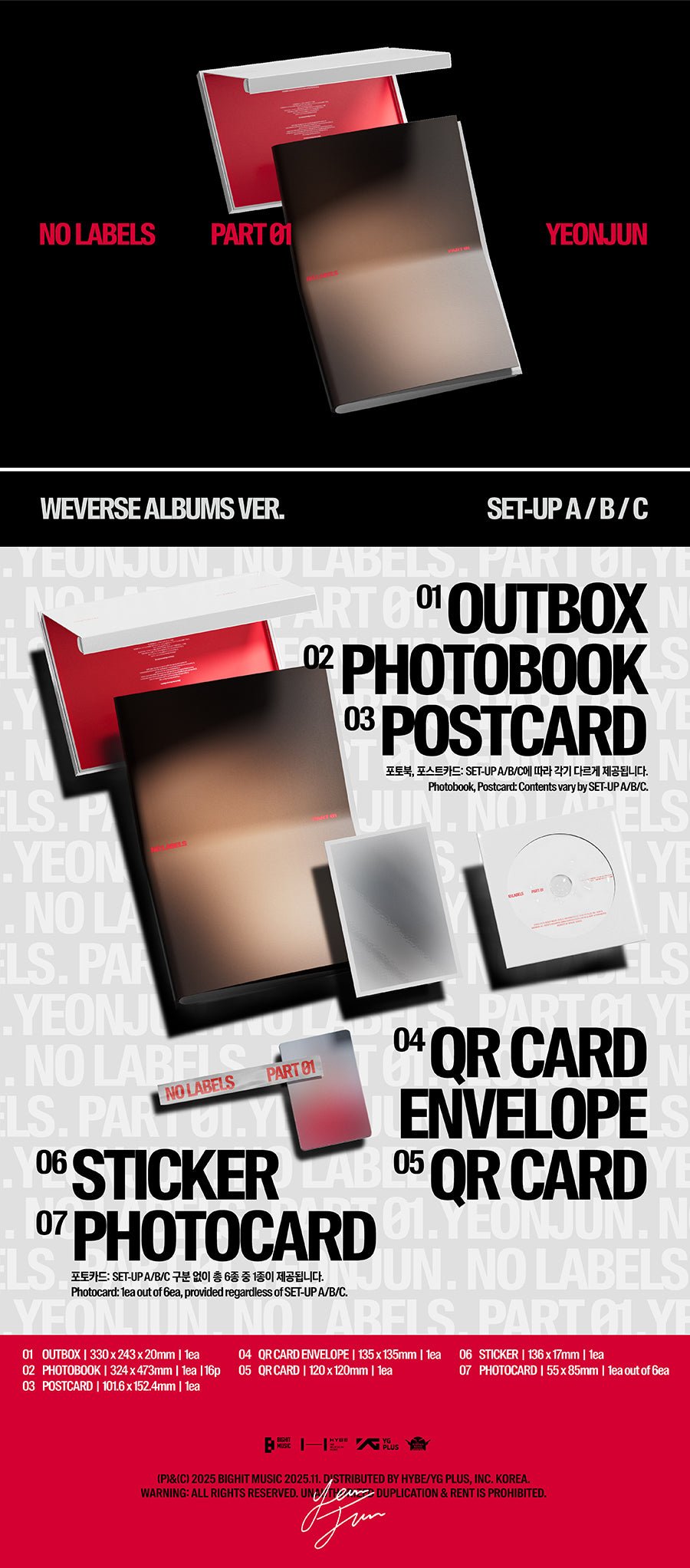 (Pre Order) Yeonjun - No Labels Part 01 Weverse Album with Weverse POB - KPop Idol
