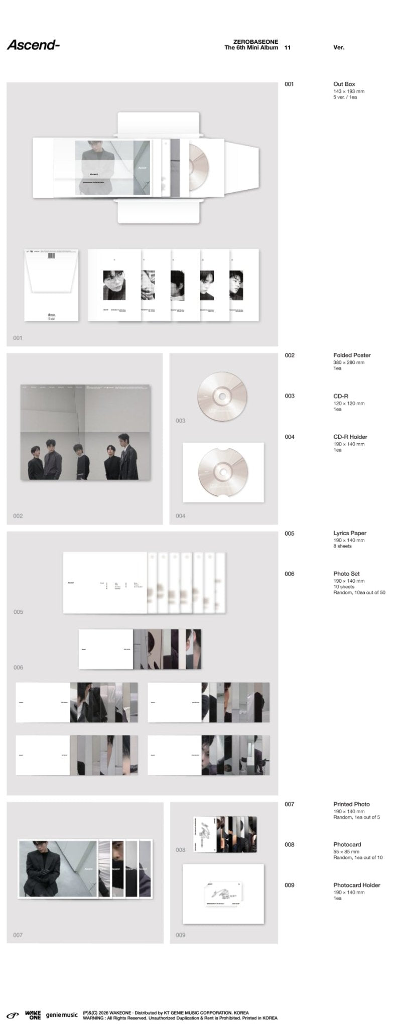 (Pre Order) Zerobaseone - Ascend: 11 ver. - KPop Idol