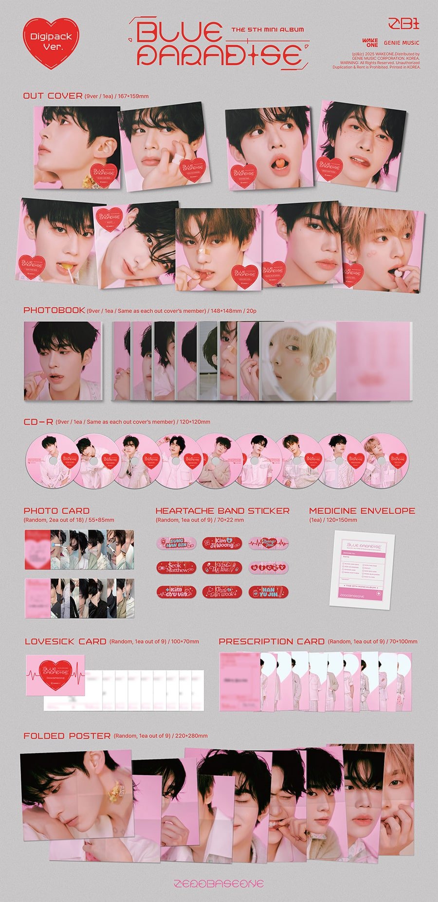 (Pre Order) Zerobaseone - Blue Paradise Digipack Version (random cover) with Soundwave POB - KPop Idol