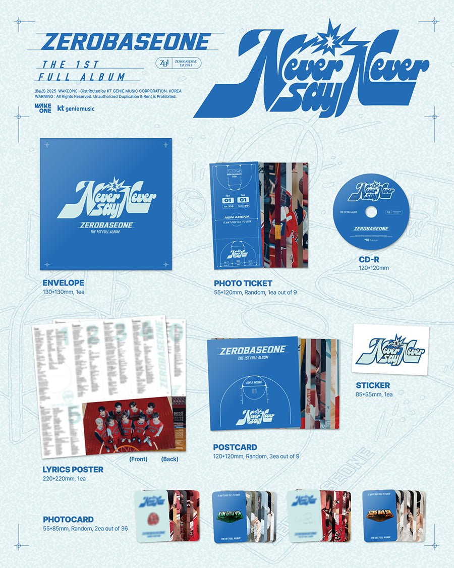 (Pre Order) Zerobaseone - Never Say Never (Slam Dunk Version) - KPop Idol