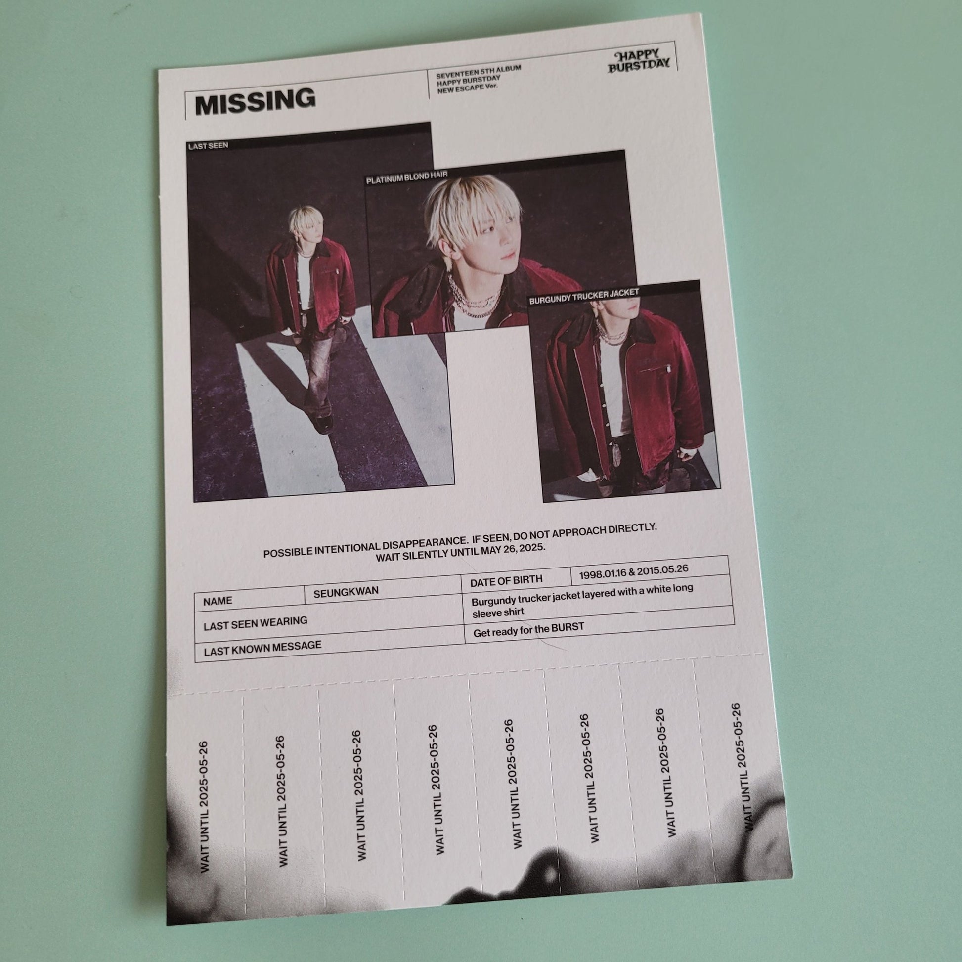 Seventeen - Happy Burstday A5 Mini Poster - Seungkwan - KPop Idol