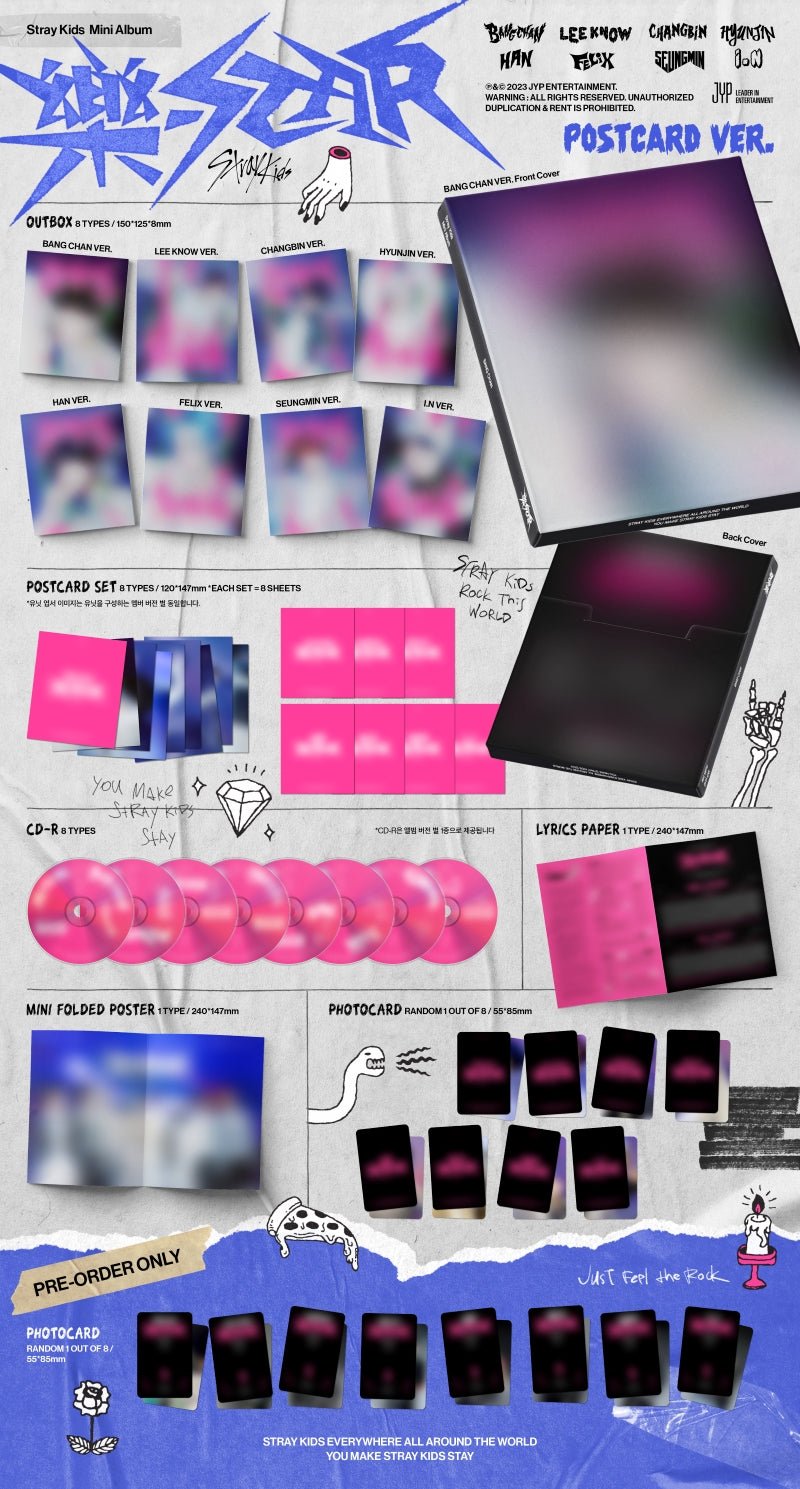 Stray Kids - 樂 - STAR [ Rockstar Postcard Ver.] - KPop Idol