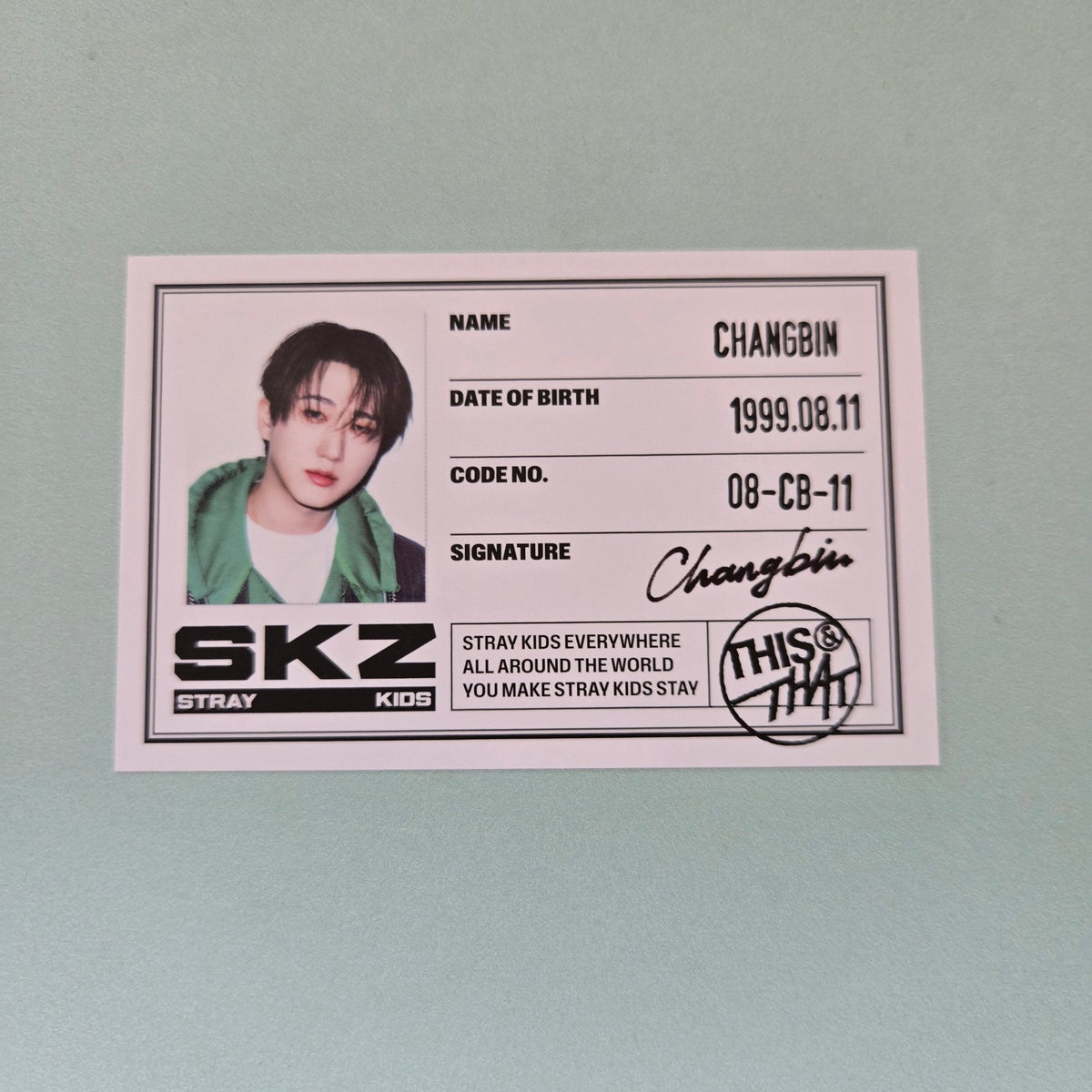 Stray Kids - This & That Album Photocard: ID Card - Changbin - KPop Idol