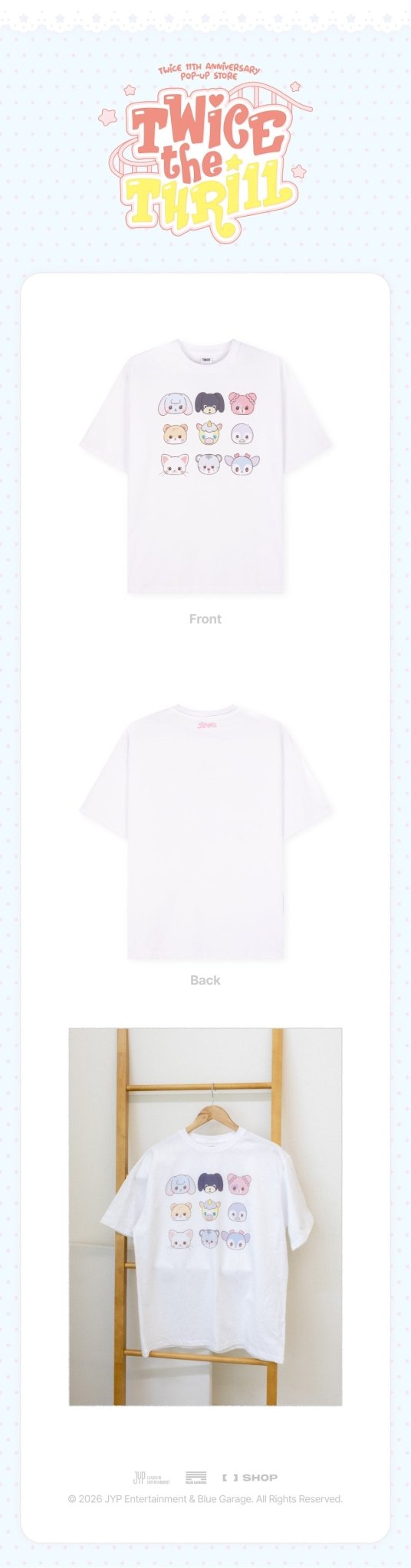 ⏳ Twice - Twice the Thrill Pop Up Official MD: T-SHIRT (White) - Large - KPop Idol