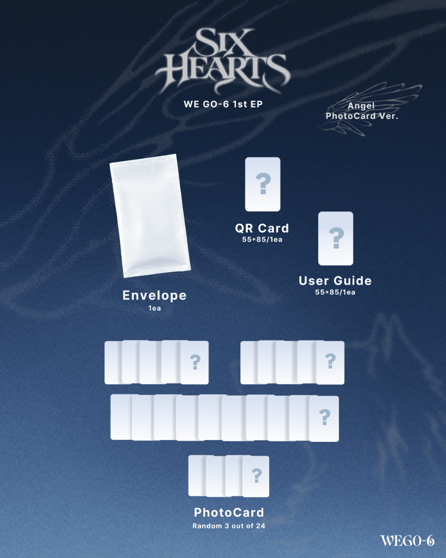 ⏳ We Go-6 - Six Hearts: Angel Photocard Ver. - KPop Idol