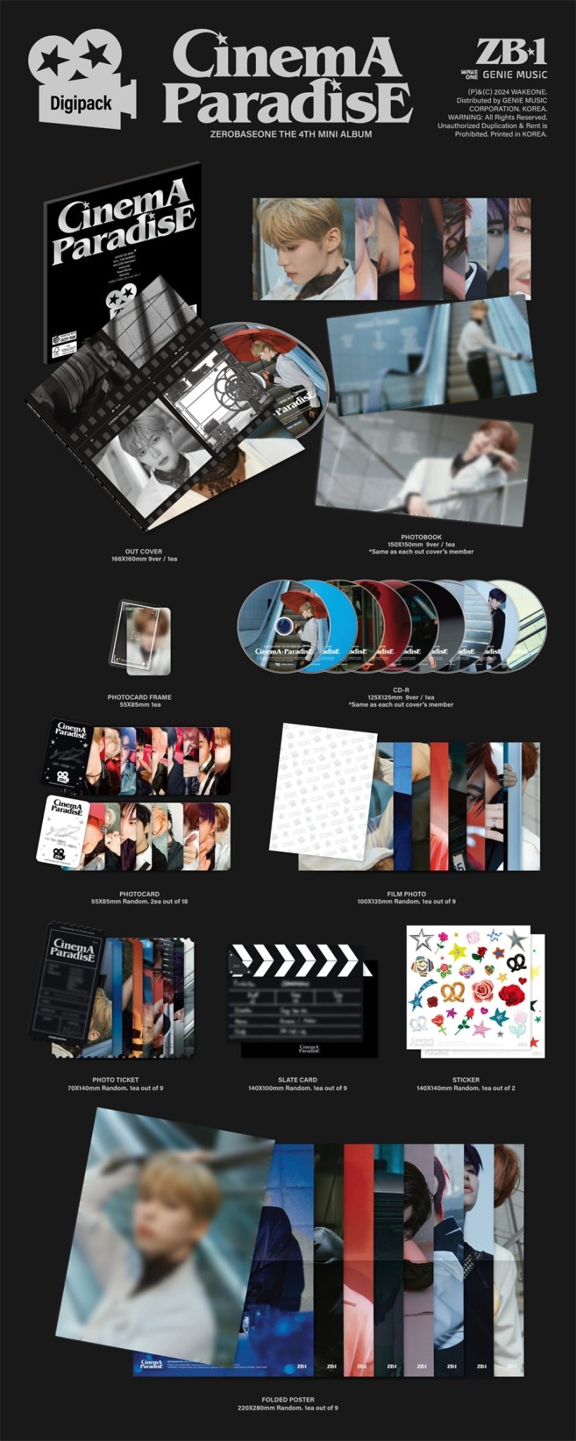 Zerobaseone Cinema Paradise: Digipack Version (random cover) - KPop Idol