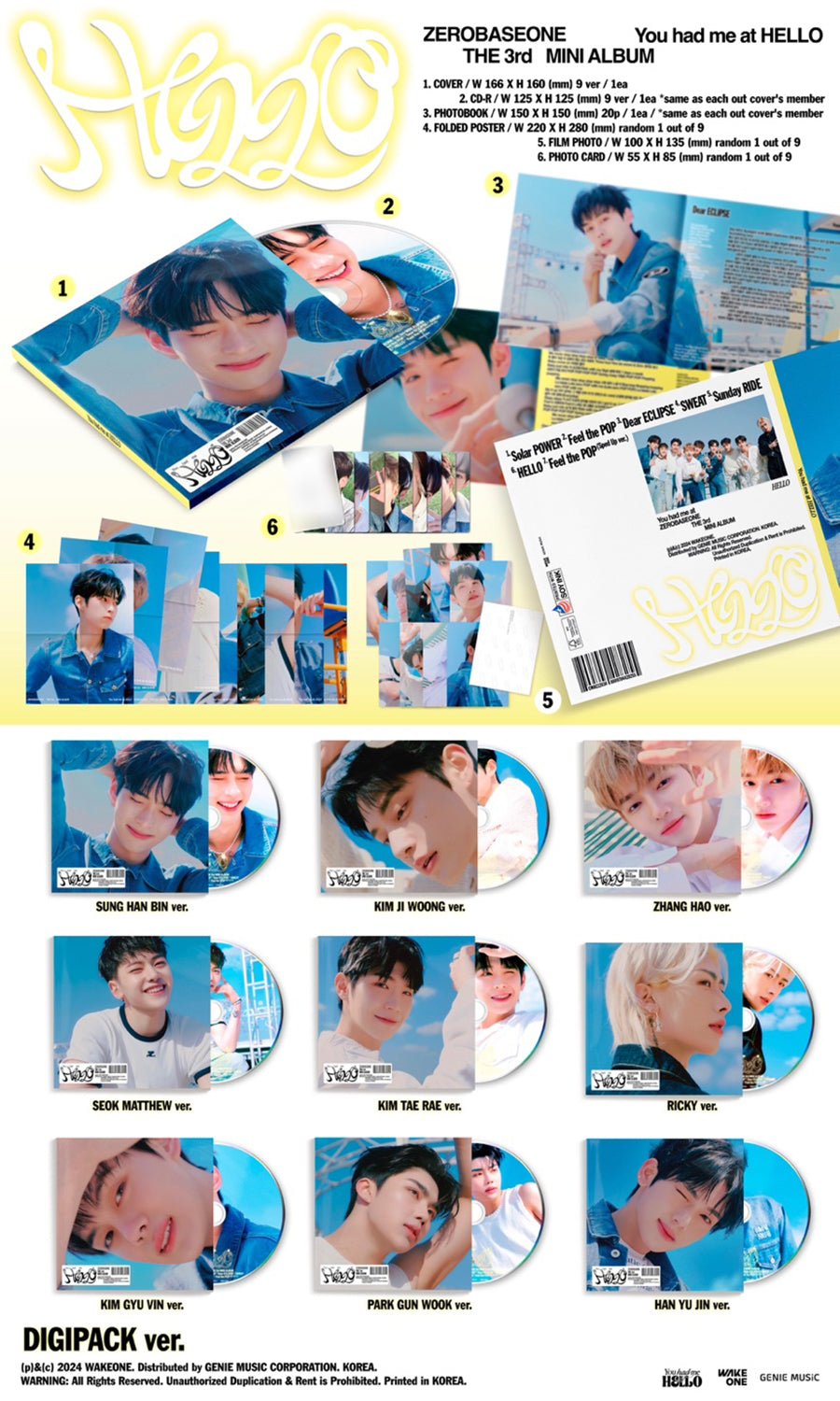 ZEROBASEONE - Mini Vol. 3 : You had me at HELLO (DIGIPACK ver.) - KPop Idol